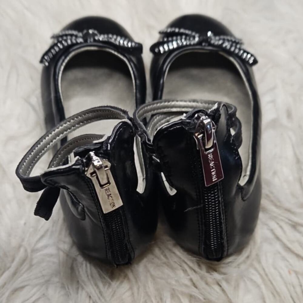 Kenneth Cole Reaction Girls Black Ballet Flats - Rhinestone Bow - Size 11 - Picture 4 of 6